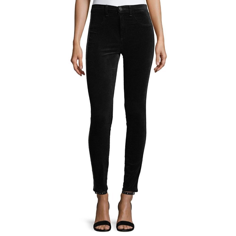 Nwt Rag & Bone | Mito Skinny Velvet Pants With Leather Strips